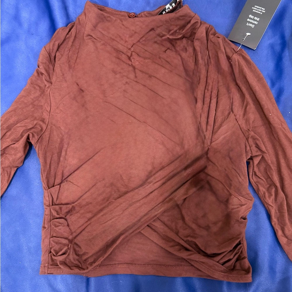 NAKD Brown Wraps Long Sleeve Crop Top